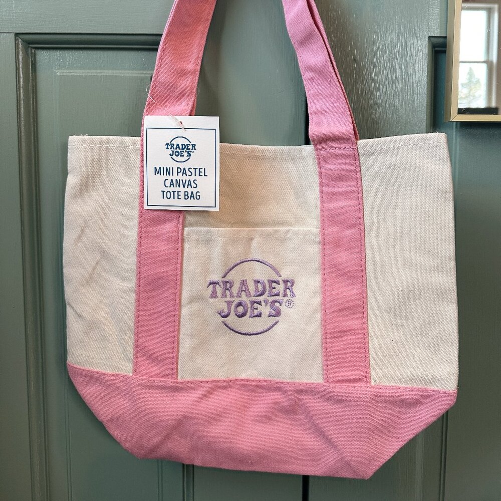 Trader Joe's Mini Pastel Tote Bag Pink *NWT*